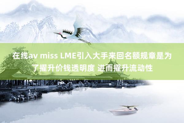 在线av miss LME引入大手来回名额规章是为了擢升价钱透明度 进而擢升流动性