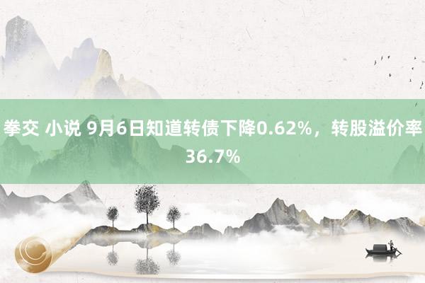 拳交 小说 9月6日知道转债下降0.62%，转股溢价率36.7%