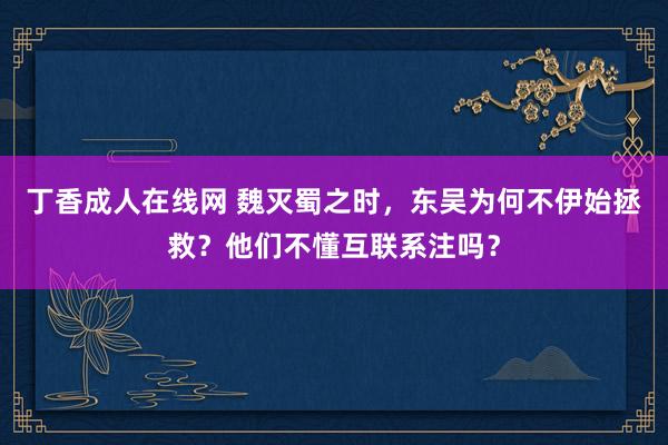 丁香成人在线网 魏灭蜀之时，东吴为何不伊始拯救？他们不懂互联系注吗？