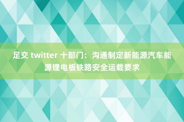 足交 twitter 十部门：沟通制定新能源汽车能源锂电板铁路安全运载要求