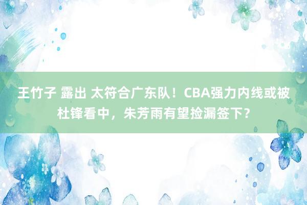 王竹子 露出 太符合广东队！CBA强力内线或被杜锋看中，朱芳雨有望捡漏签下？