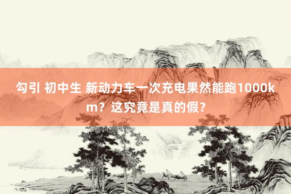 勾引 初中生 新动力车一次充电果然能跑1000km？这究竟是真的假？