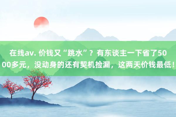 在线av. 价钱又“跳水”？有东谈主一下省了5000多元，没动身的还有契机捡漏，这两天价钱最低！