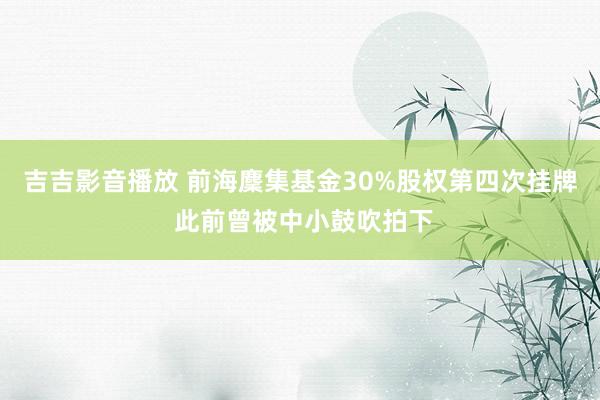 吉吉影音播放 前海麇集基金30%股权第四次挂牌 此前曾被中小鼓吹拍下