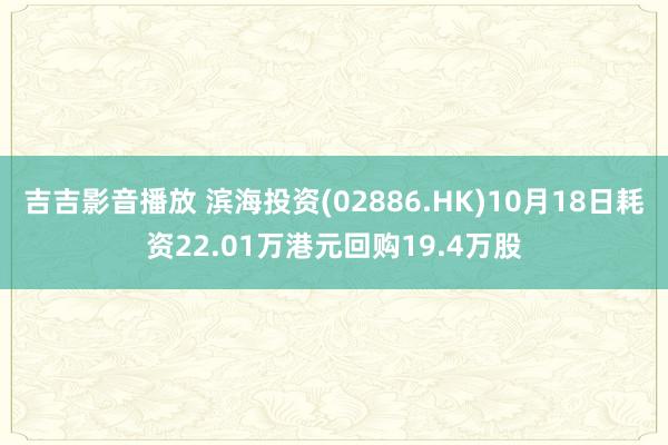 吉吉影音播放 滨海投资(02886.HK)10月18日耗资22.01万港元回购19.4万股