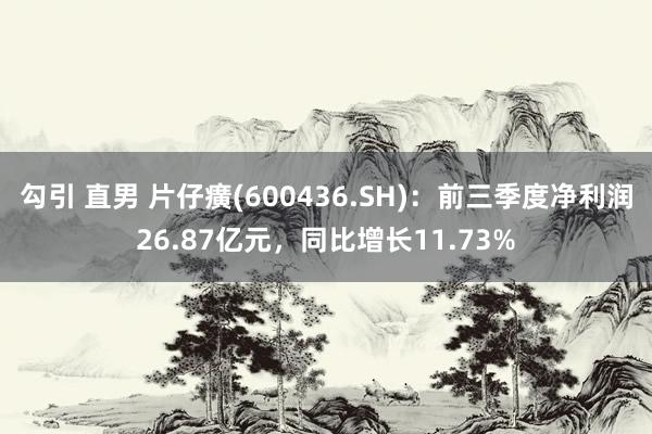 勾引 直男 片仔癀(600436.SH)：前三季度净利润26.87亿元，同比增长11.73%