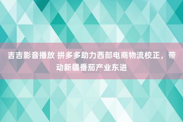 吉吉影音播放 拼多多助力西部电商物流校正，带动新疆番茄产业东进