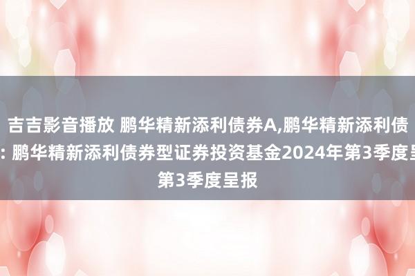 吉吉影音播放 鹏华精新添利债券A，鹏华精新添利债券C: 鹏华精新添利债券型证券投资基金2024年第3季度呈报