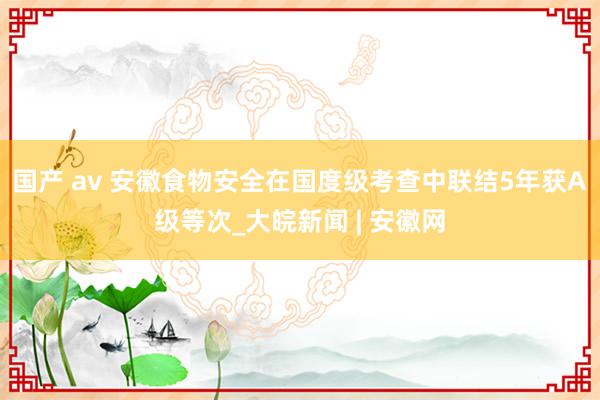 国产 av 安徽食物安全在国度级考查中联结5年获A级等次_大皖新闻 | 安徽网