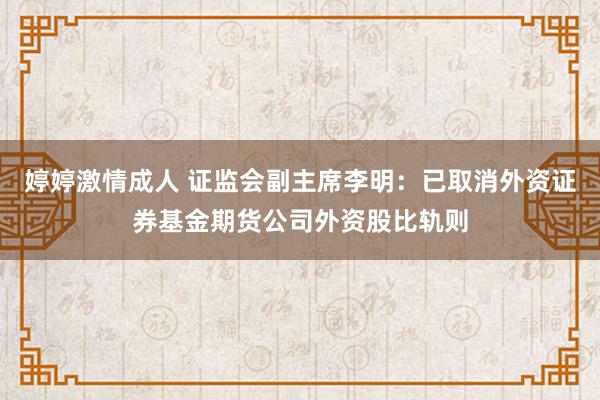 婷婷激情成人 证监会副主席李明：已取消外资证券基金期货公司外资股比轨则