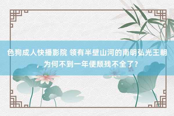 色狗成人快播影院 领有半壁山河的南明弘光王朝，为何不到一年便颓残不全了？