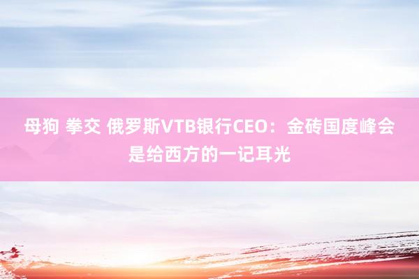 母狗 拳交 俄罗斯VTB银行CEO：金砖国度峰会是给西方的一记耳光