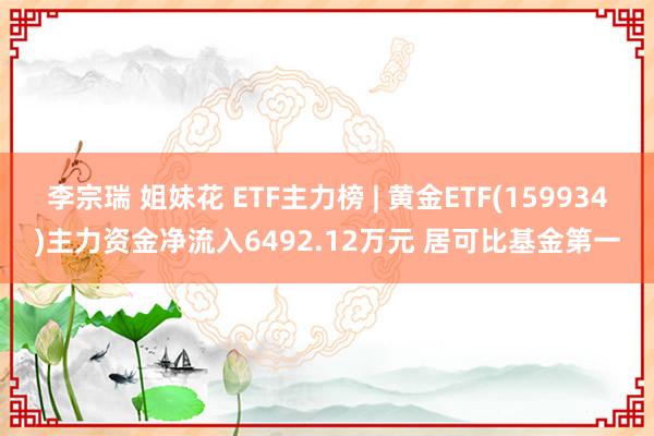 李宗瑞 姐妹花 ETF主力榜 | 黄金ETF(159934)主力资金净流入6492.12万元 居可比基金第一