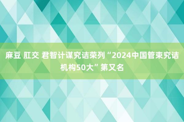 麻豆 肛交 君智计谋究诘荣列“2024中国管束究诘机构50大”第又名