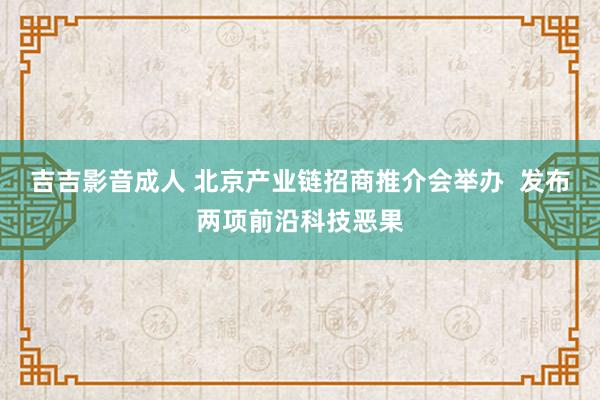 吉吉影音成人 北京产业链招商推介会举办  发布两项前沿科技恶果