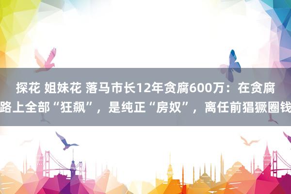 探花 姐妹花 落马市长12年贪腐600万：在贪腐路上全部“狂飙”，是纯正“房奴”，离任前猖獗圈钱