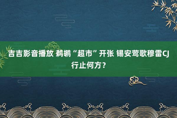 吉吉影音播放 鹈鹕“超市”开张 锡安莺歌穆雷CJ行止何方？