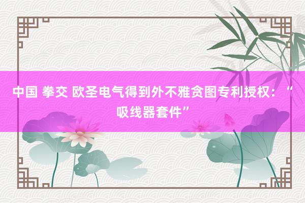 中国 拳交 欧圣电气得到外不雅贪图专利授权：“吸线器套件”