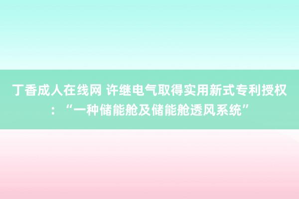 丁香成人在线网 许继电气取得实用新式专利授权：“一种储能舱及储能舱透风系统”