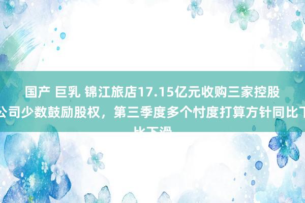 国产 巨乳 锦江旅店17.15亿元收购三家控股子公司少数鼓励股权，第三季度多个忖度打算方针同比下滑