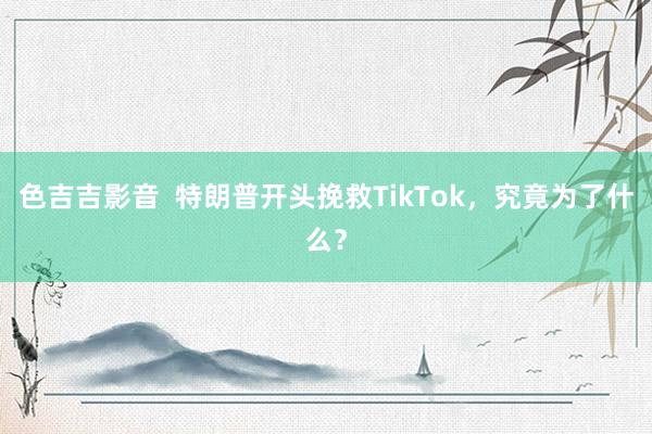 色吉吉影音  特朗普开头挽救TikTok，究竟为了什么？