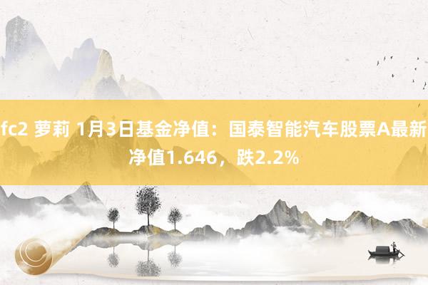 fc2 萝莉 1月3日基金净值：国泰智能汽车股票A最新净值1.646，跌2.2%