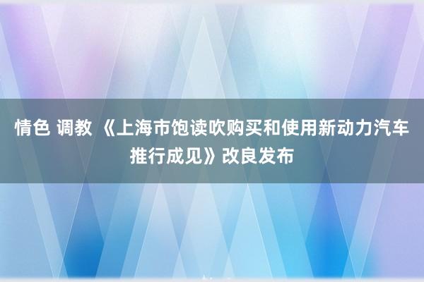 情色 调教 《上海市饱读吹购买和使用新动力汽车推行成见》改良发布