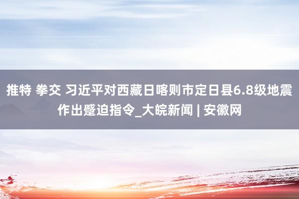 推特 拳交 习近平对西藏日喀则市定日县6.8级地震作出蹙迫指令_大皖新闻 | 安徽网