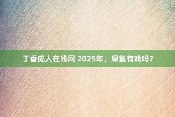 丁香成人在线网 2025年，绿氢有戏吗？